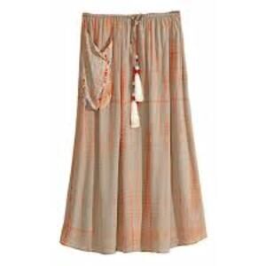 PEPIN Tassel Tie Dyed Midi Skirt 10us Boho Pocket